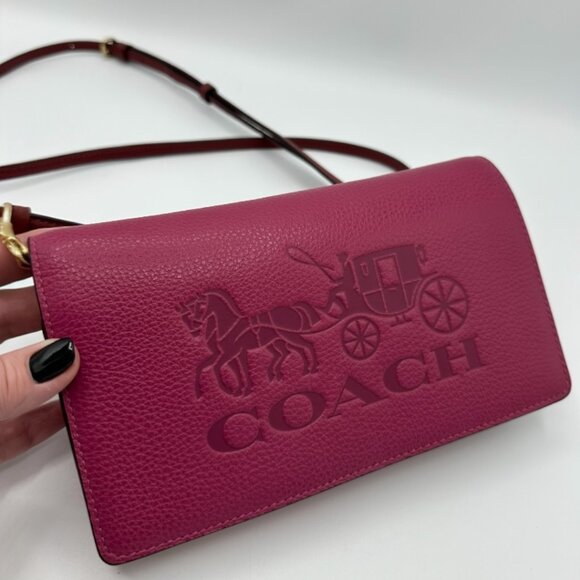 💰SALE💰 NWOT Coach Horse & Carriage Anna Fold-Over Clutch Crossbody + Charm - Picture 2 of 16